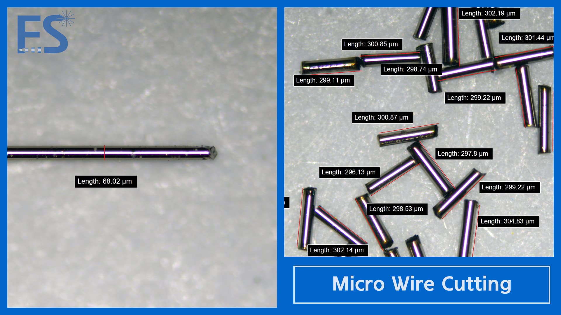 Ø70 µm Glass-Coated Micro Wire Cutting